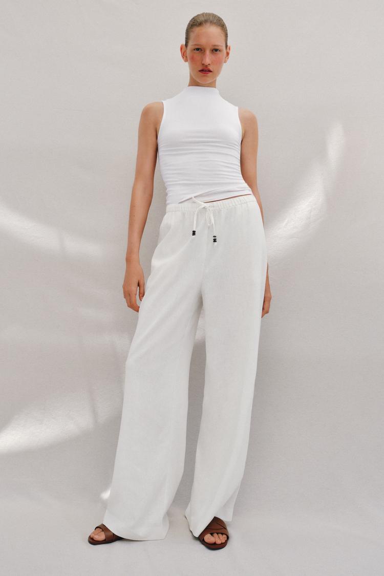 Pantalon recto con lino