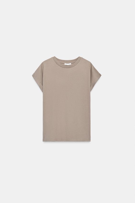CAMISETA MANGA VUELTA - Visón de Zara - Imagen 0