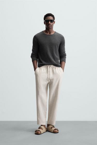 CALÇA 100% LINHO - Bege-claro da Zara - Imagem 0