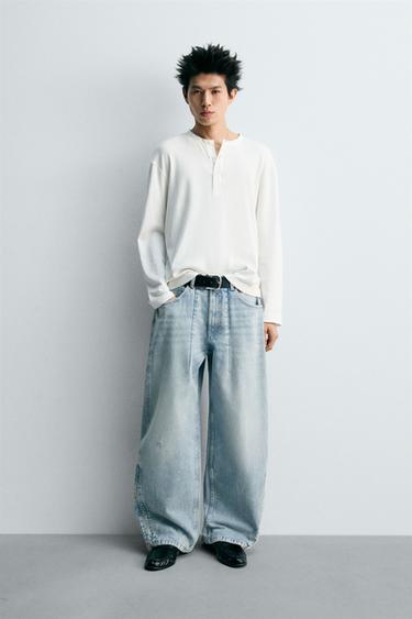 BALLOON FIT JEANS WITH ZIP - Blue / Green by Zara - Image 0