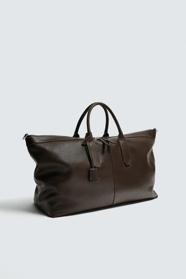 LEATHER TOTE BAG - Brown by Zara - Image 3