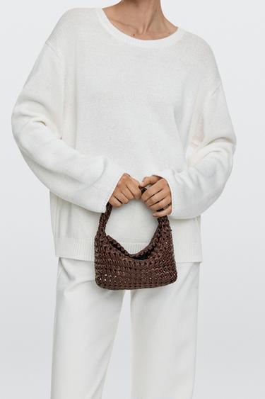 Zara Braided leather mini bag - Burgundy - Image 0