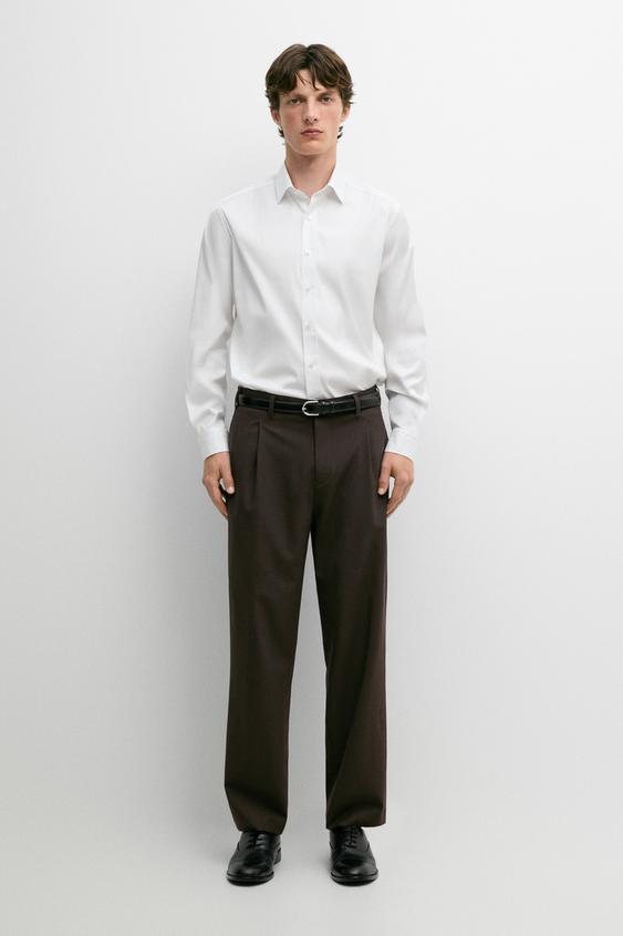 Slim fit stretch cotton blend shirt from Zara - $130