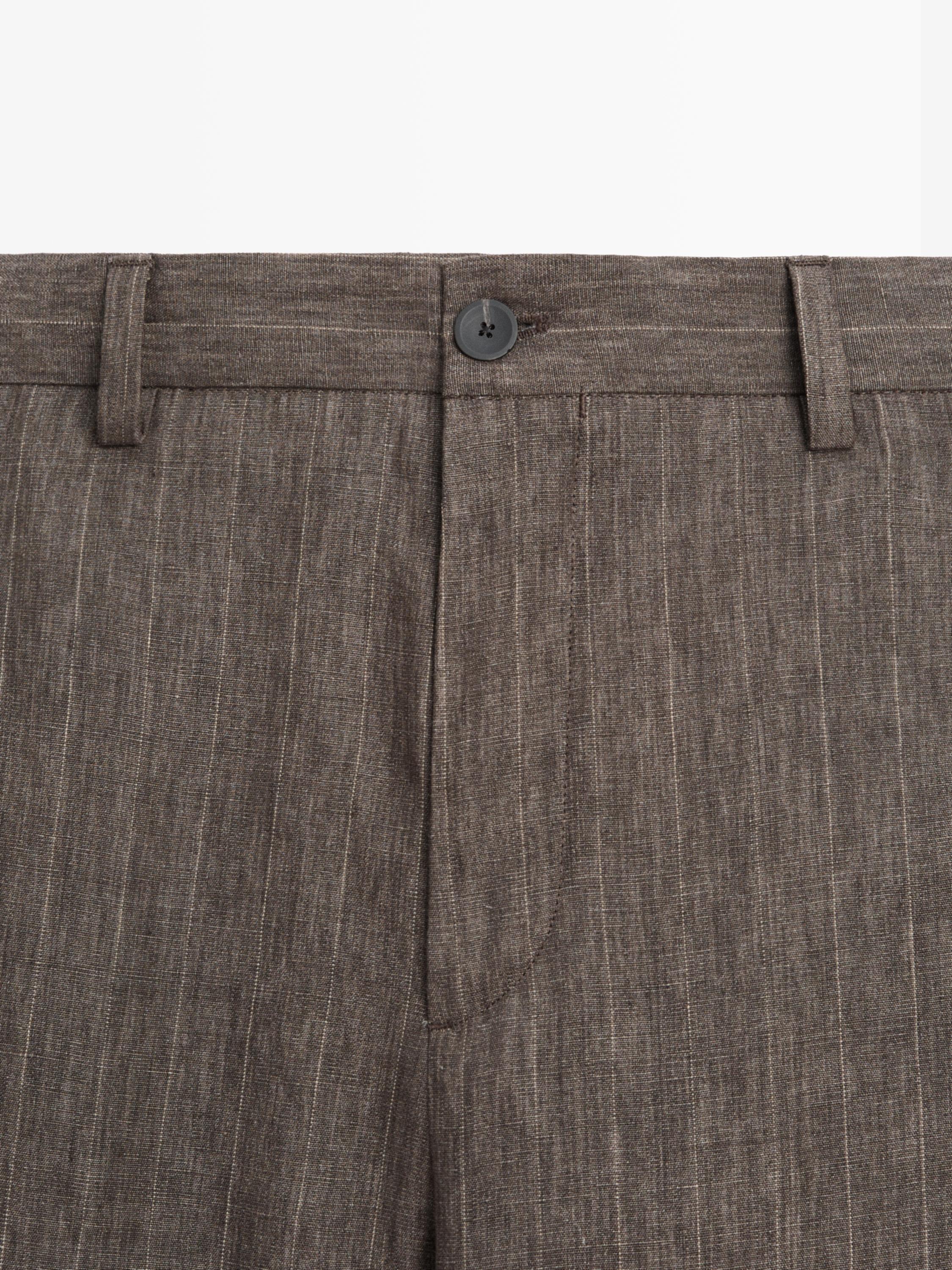 Pantalon à rayures en lin