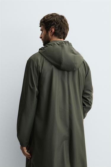 RUBBERISED HOODIE PARKA - Dark khaki by Zara - Image 2