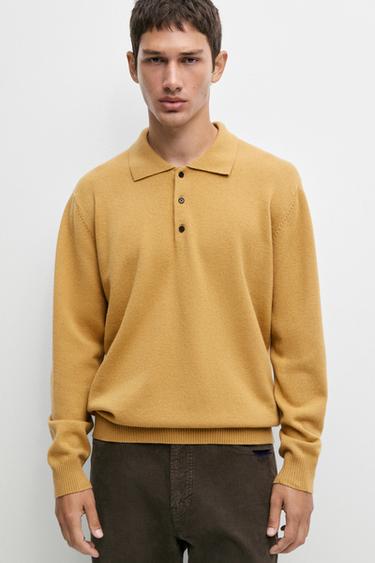 Wool blend polo sweater — Mustard 2