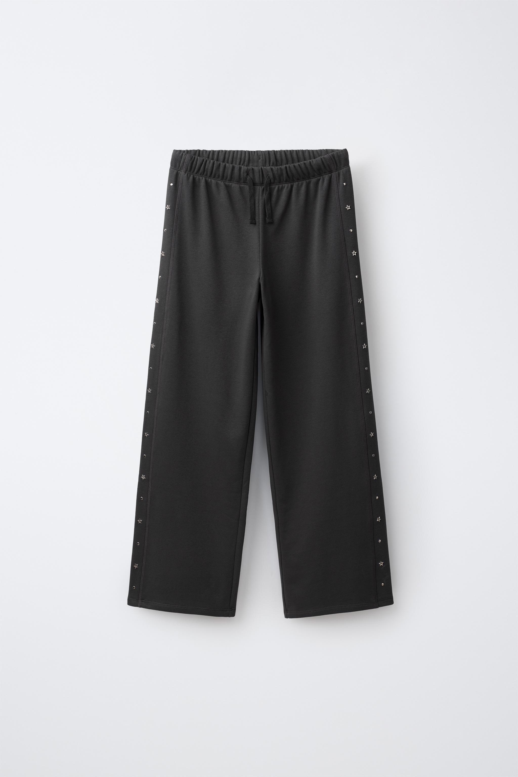 STUDDED WIDE-LEG PANTS — Anthracite grey