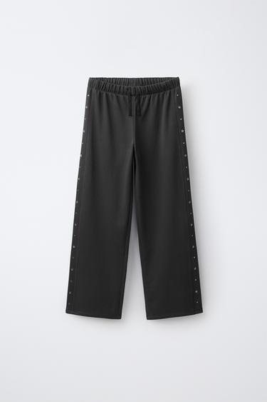 PANTALON À JAMBES LARGES CLOUS CLOUS - Gris anthracite de Zara - Image 0