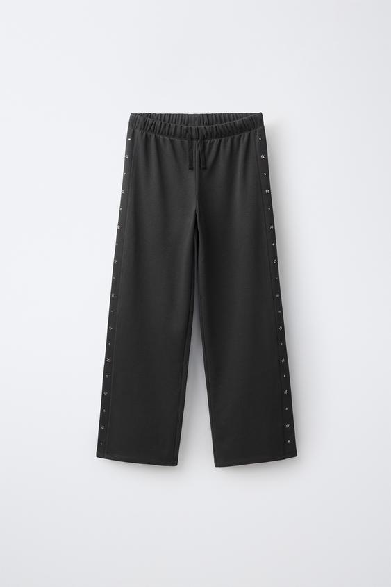 Zara 鉚釘寬管長褲 - 煤灰色 - 圖片 0