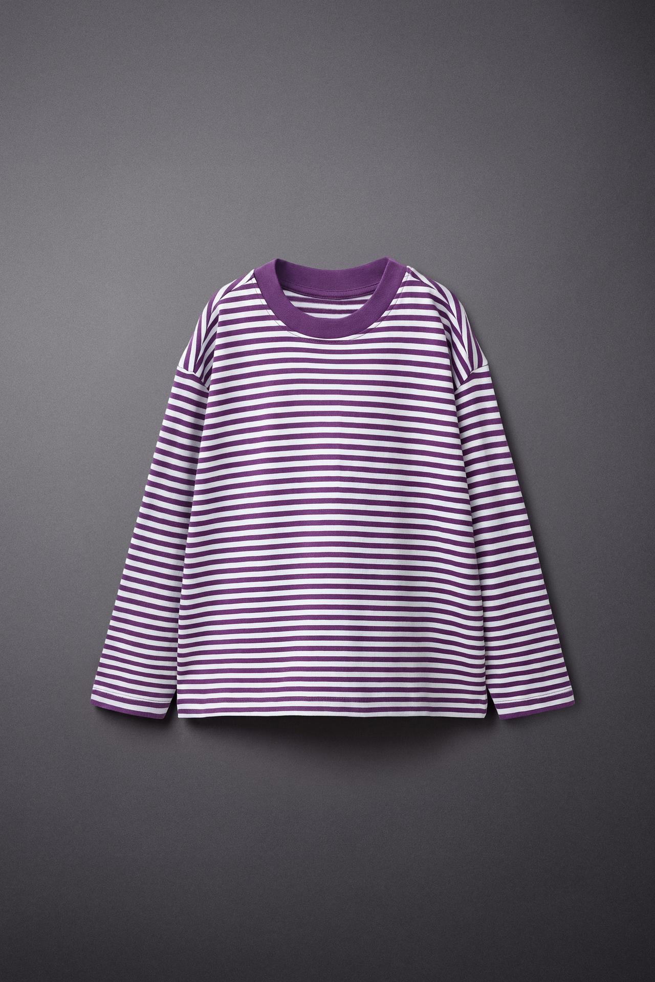 HEAVYWEIGHT STRIPED T-SHIRT — Dark purple