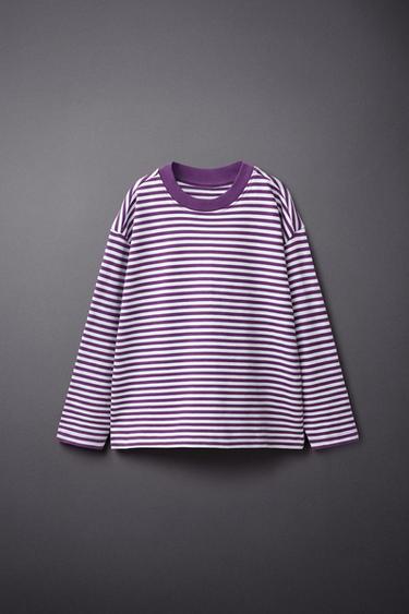 HEAVYWEIGHT STRIPED T-SHIRT — Dark purple 1