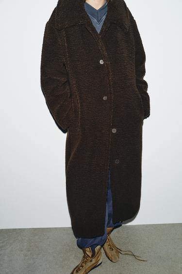 CAPPOTTO MONTONE SINTETICO - Marrone scuro di Zara