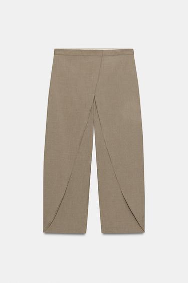 ZW COLLECTION WRAP FRONT TROUSERS - camel by Zara - Image 4
