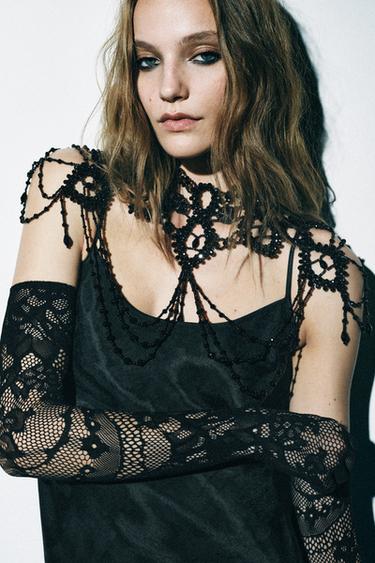 SEAMLESS LACE GLOVES — Black 2