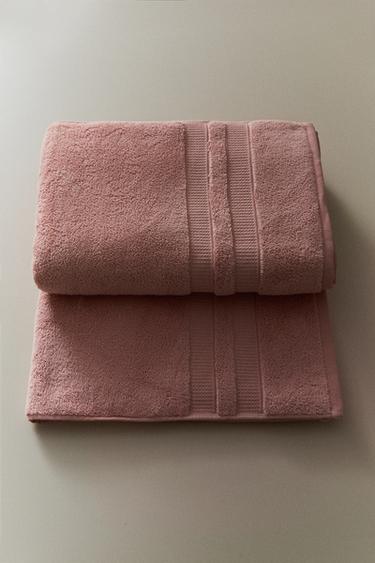 플로랄 자카드 목욕 타월 - Zara 로즈핑크