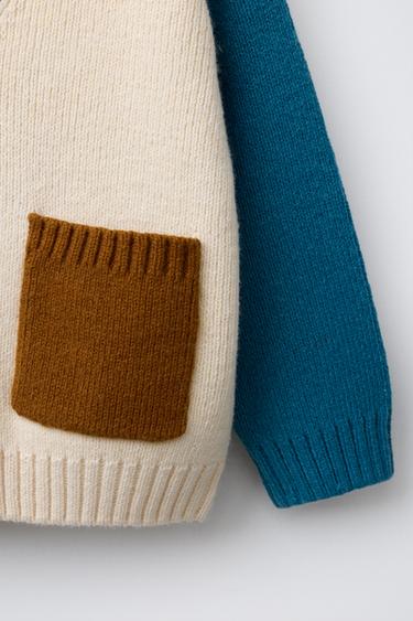 GILET EN MAILLE COLOR BLOCK - ÉCRU de Zara - Image 3