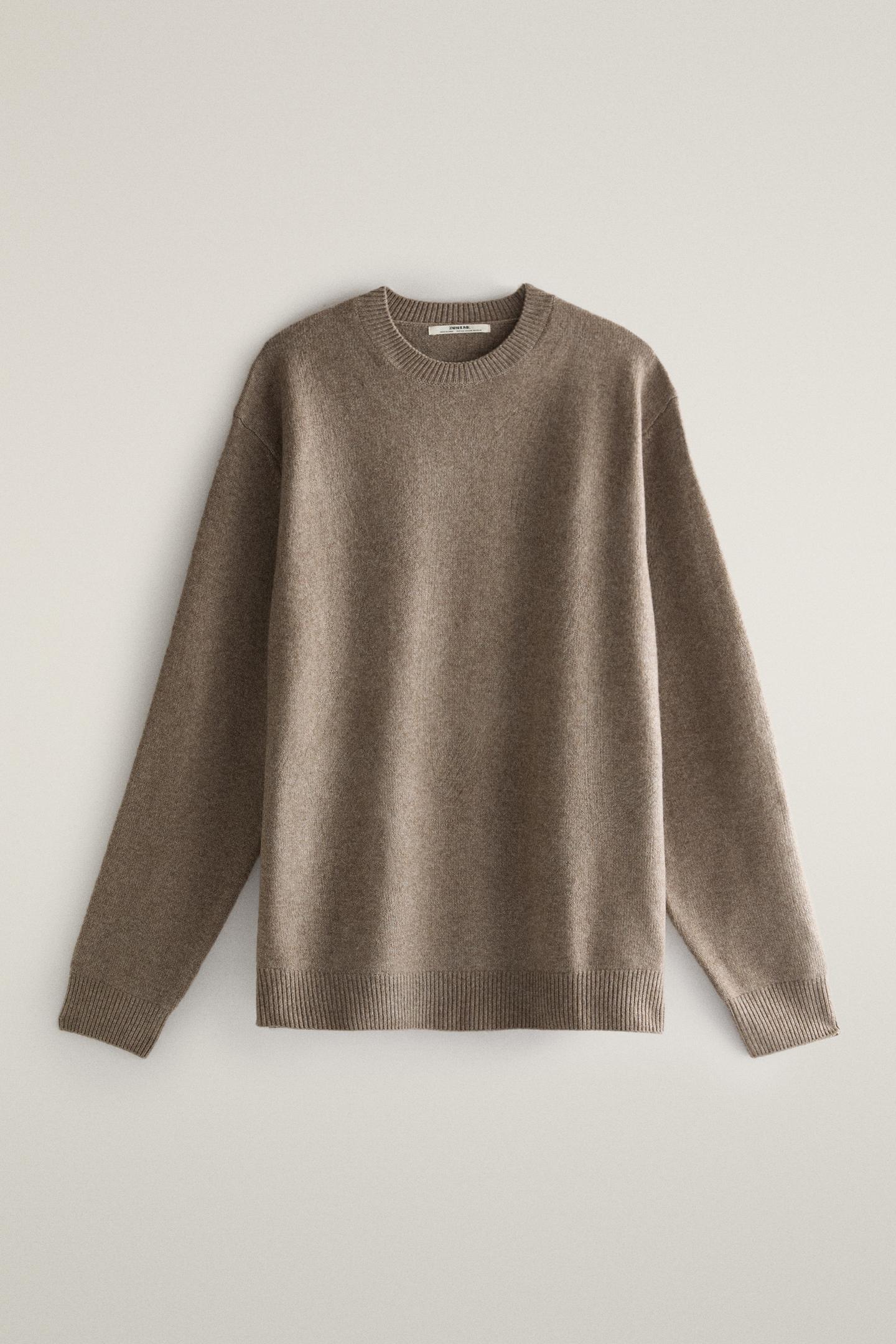 Женский свитер Zara Round Neck, цвет: Коричневый / Серо-коричневый — фото 1