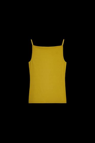 RIB-T-SHIRT MIT POLYAMID-TRÄGERN - Senfgelb von Zara - Bild 0