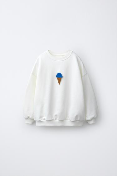 سويت شيرت آيس كريم محاك بالكروشيه - خَام الخاص بـ Zara