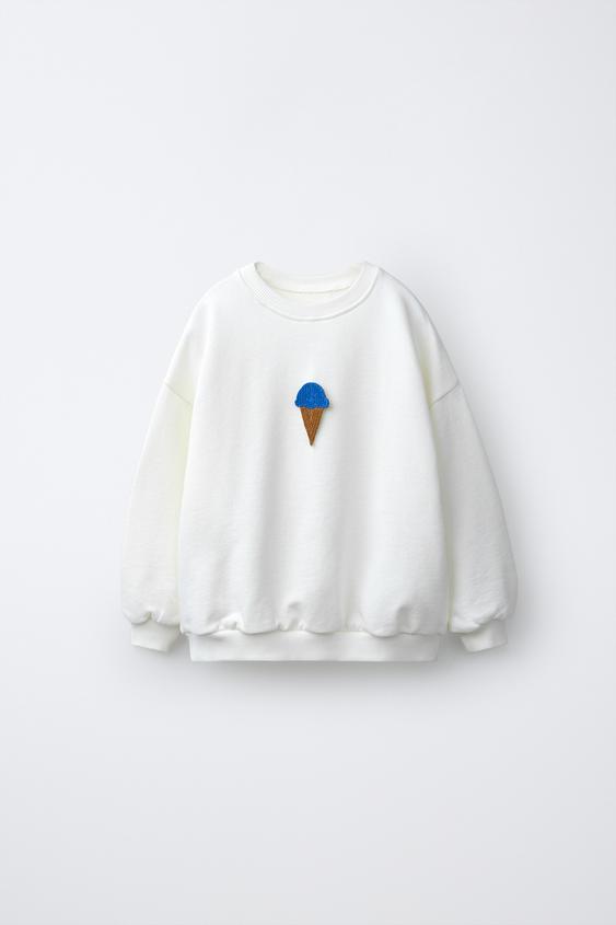 SUDADERA HELADO PUNTO CROCHET - Crudo de Zara - Imagen 0