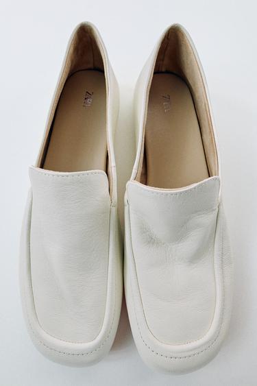 ПЛАСКІ ЛОФЕРИ З М'ЯКОЇ ШКІРИ - Білий Zara
