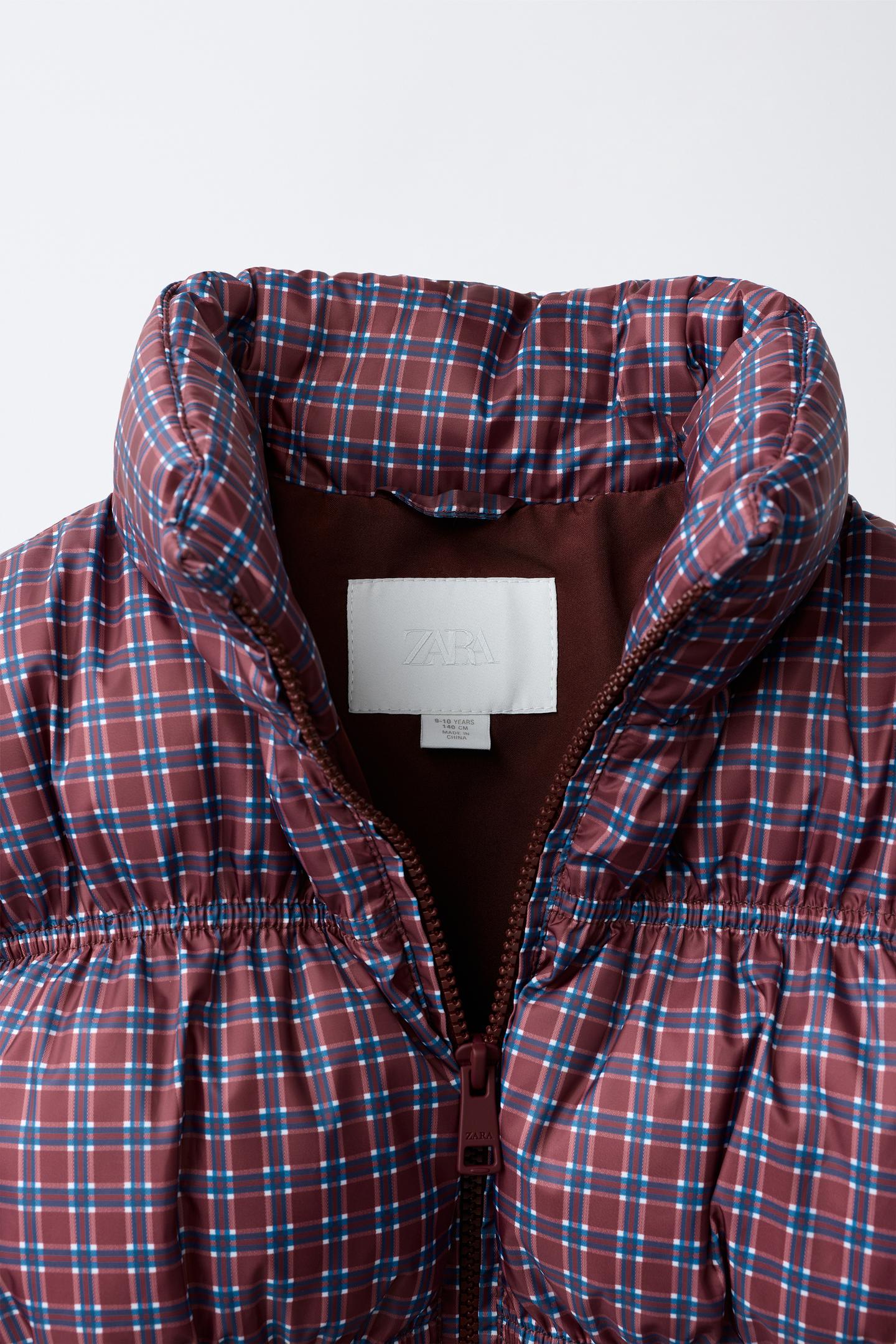 Детская куртка Zara Checked Quilted, цвет: Бордовый — фото 6
