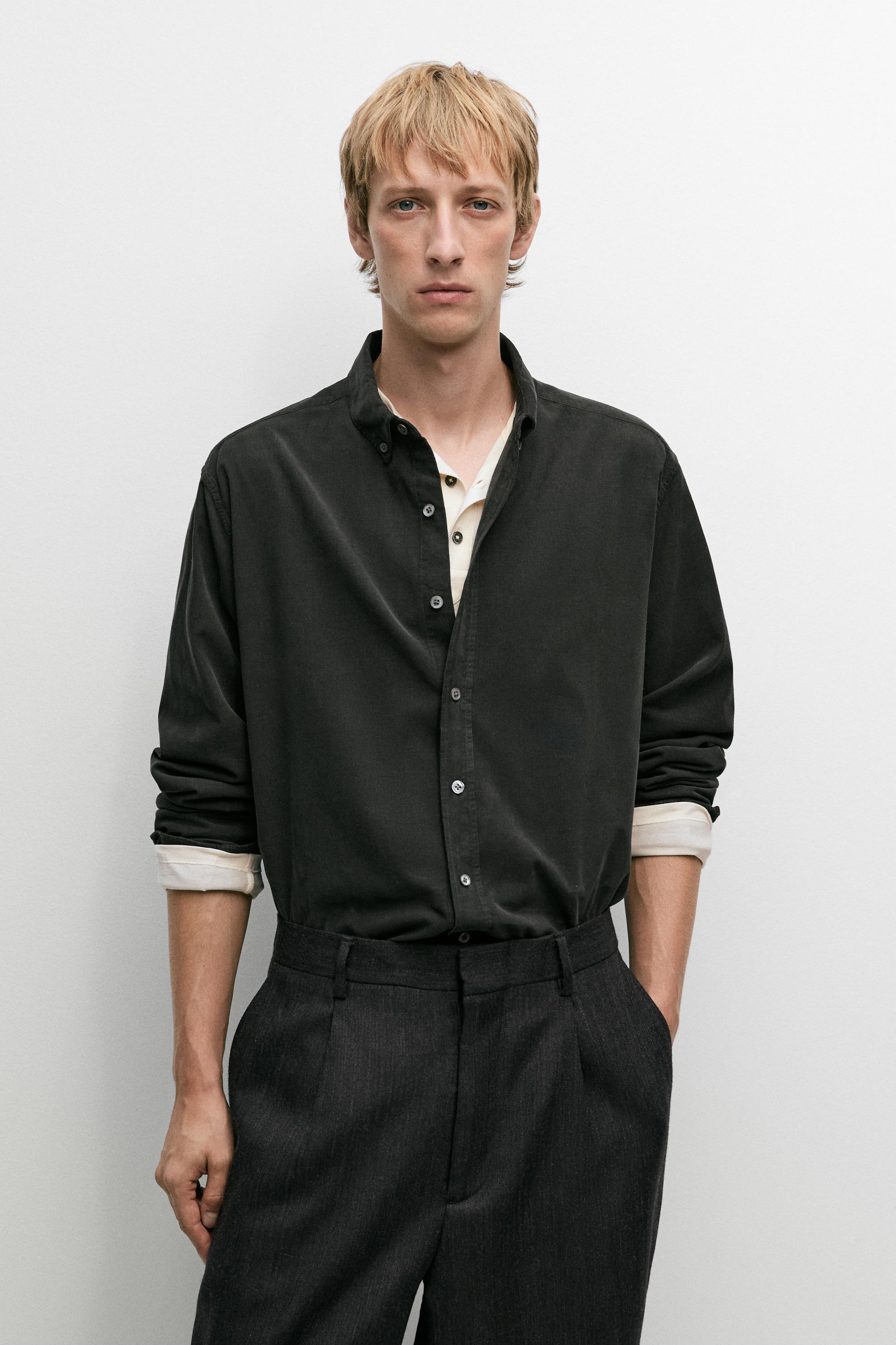Regular fit needlecord shirt