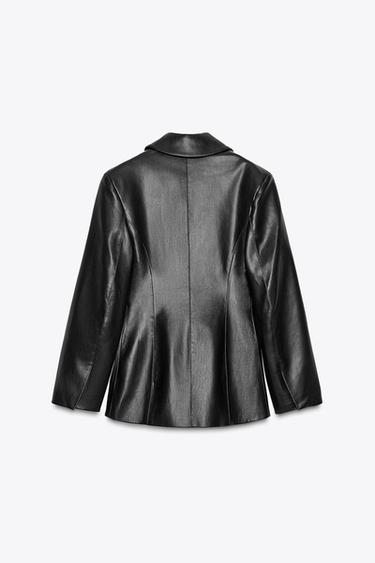 FAUX LEATHER TAILORED BLAZER - Noir de Zara - Image 9