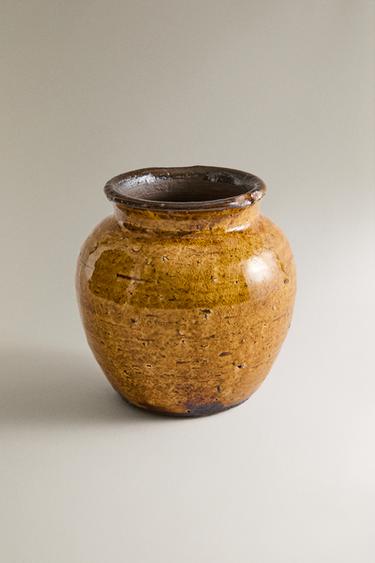Zara CERAMIC VASE - Mustard - Image 0