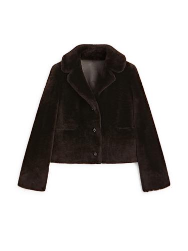 Zara Short lambskin mouton jacket - Brown - Image 0