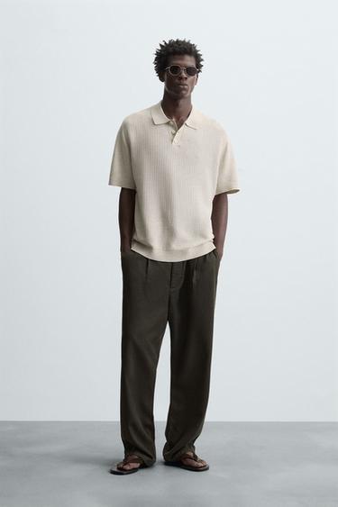 Zara 針織紋理 POLO 衫 - 米色