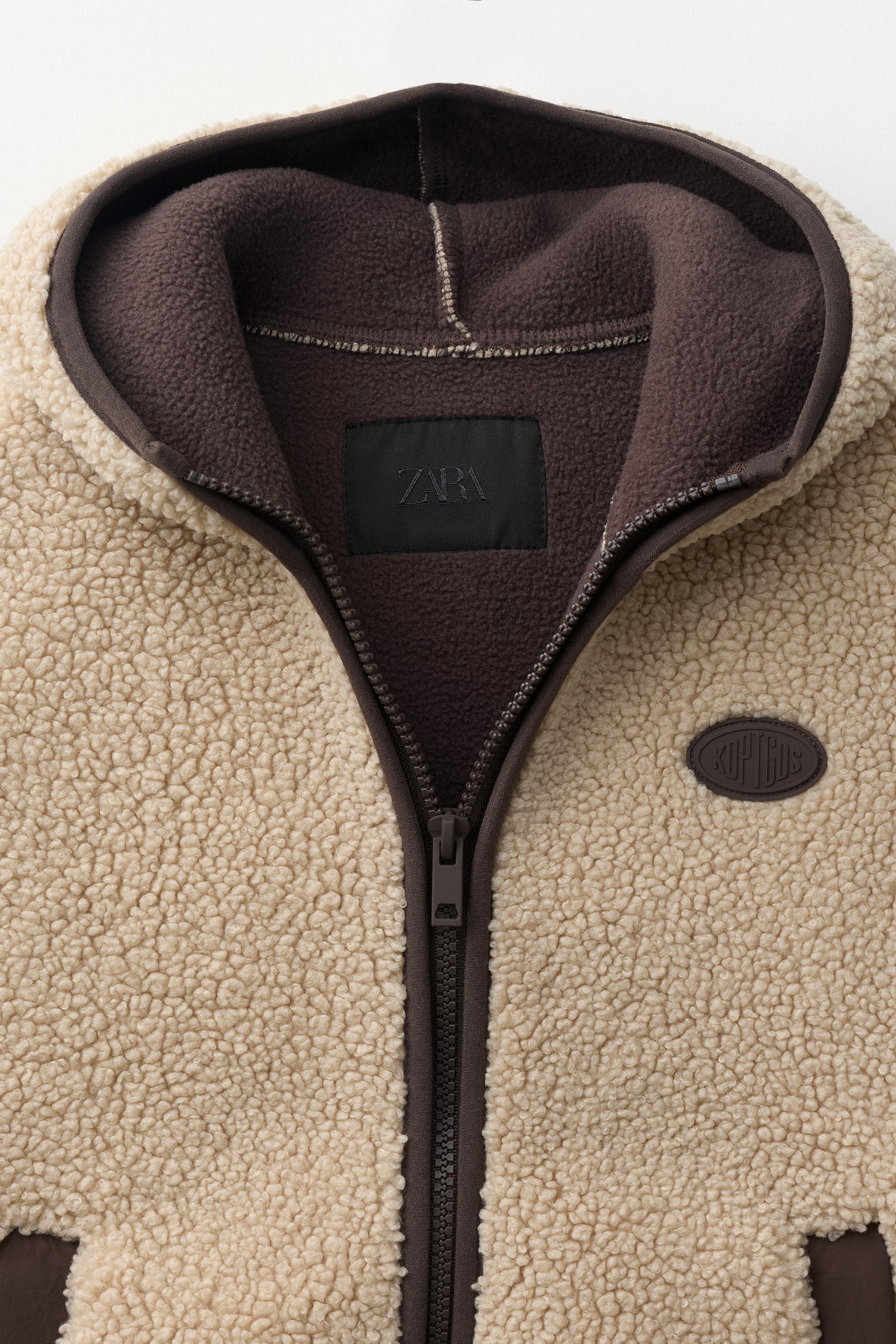 HOODED FAUX SHEARLING JACKET