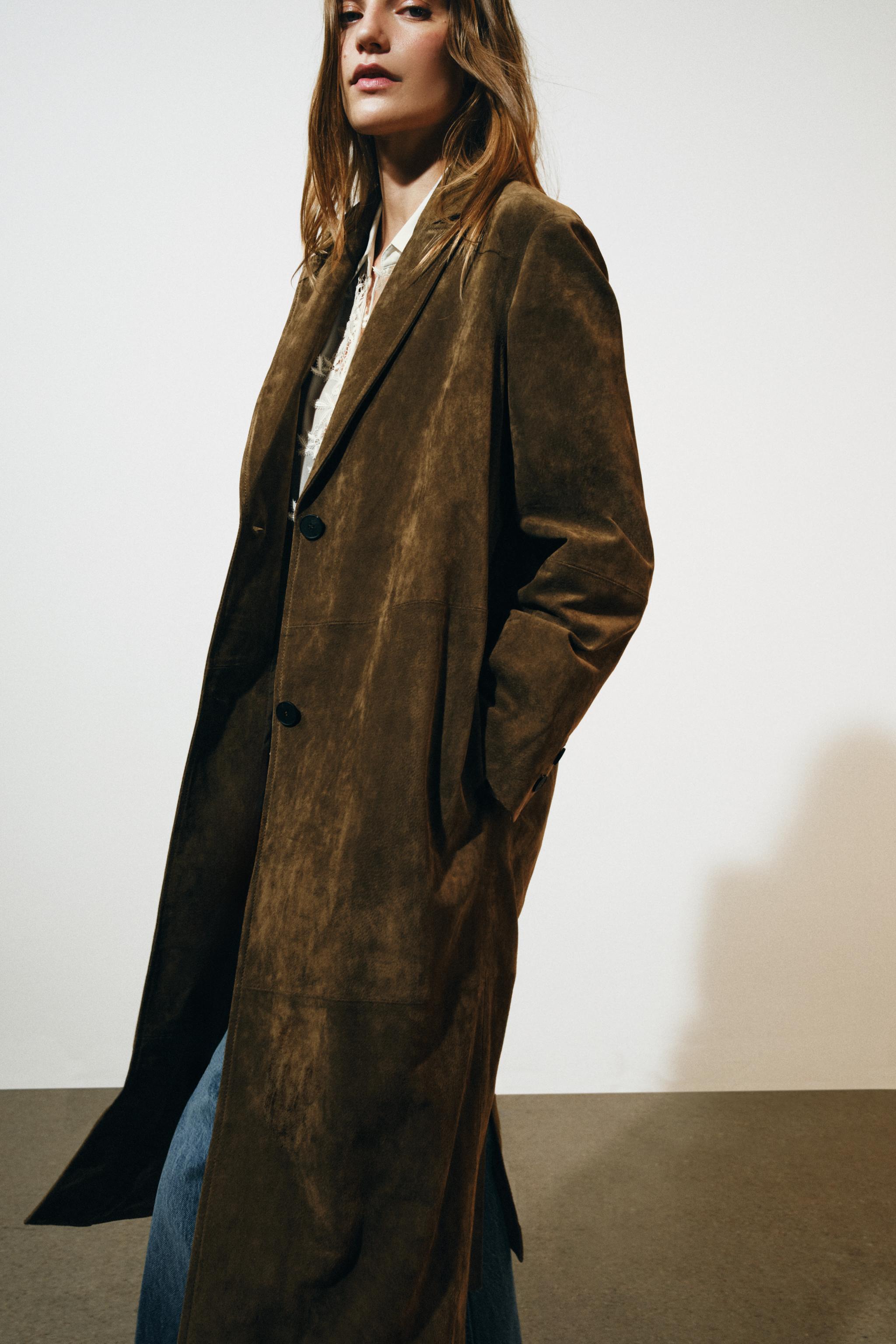 100% LEATHER LONG COAT ZW COLLECTION