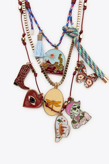 PACK 3 COLLARES CORDÓN CADENA MEDALLAS - Multicolor de Zara