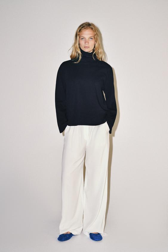 PLATTE BALLERINA'S VAN STOF MET STRIK - Blauw van Zara - Afbeelding 0