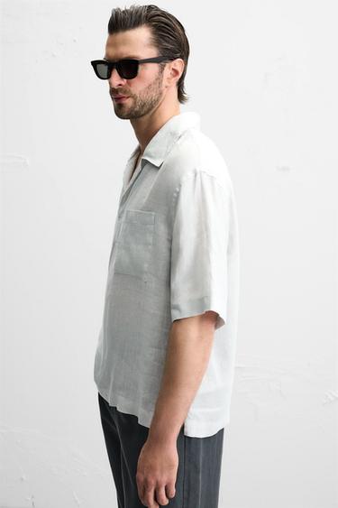 CHEMISE POLO 100 % LIN - Gris clair de Zara - Image 5
