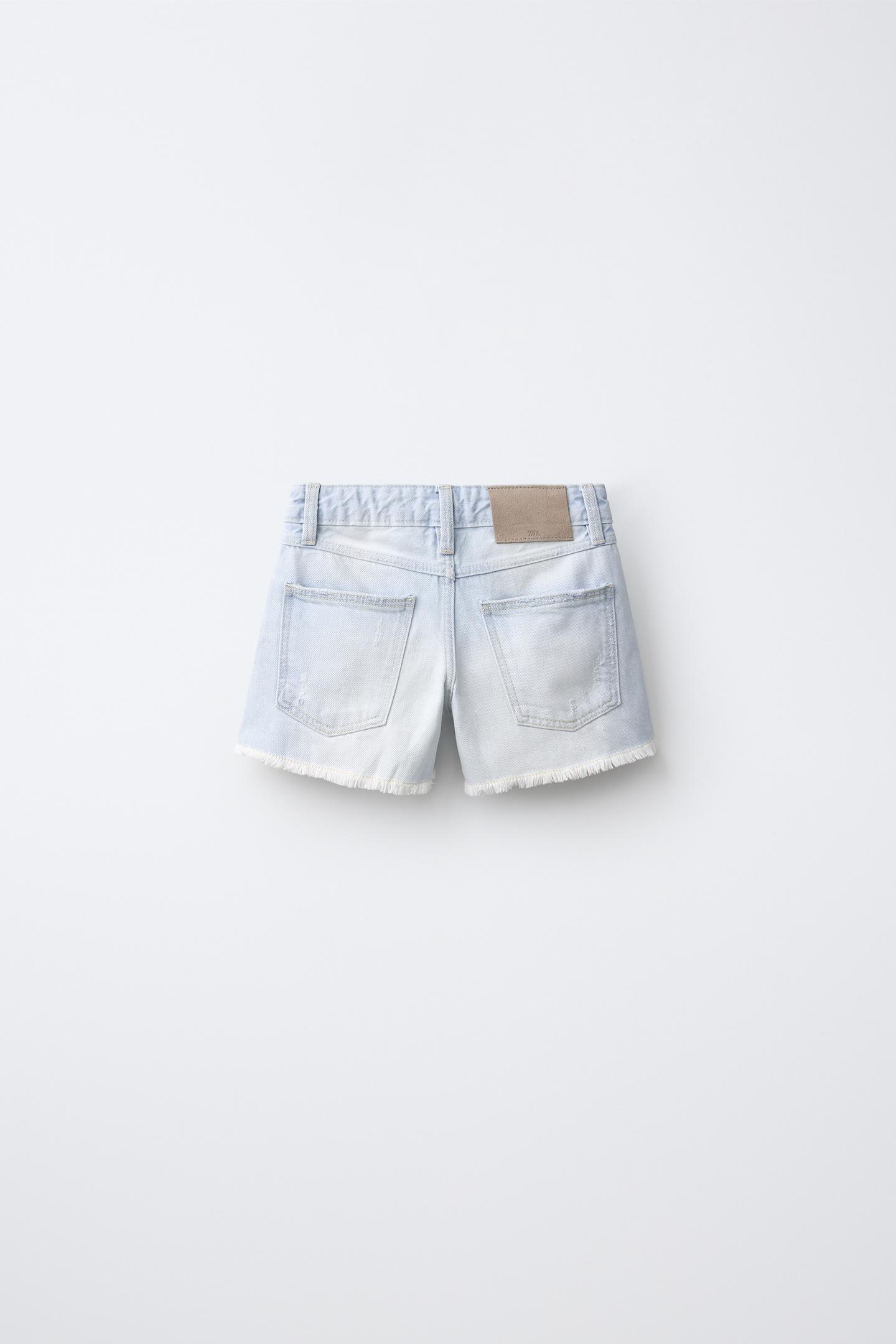 Детские шорты Zara Rhinestone Denim Shorts, цвет: Синий — фото 2