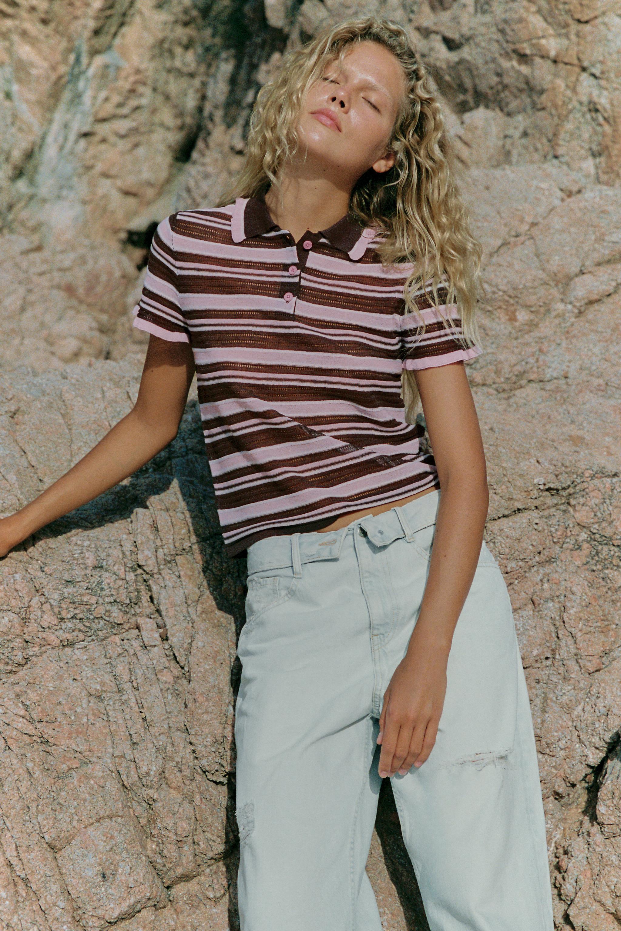 Zara Çizgili Triko Polo görsel 3