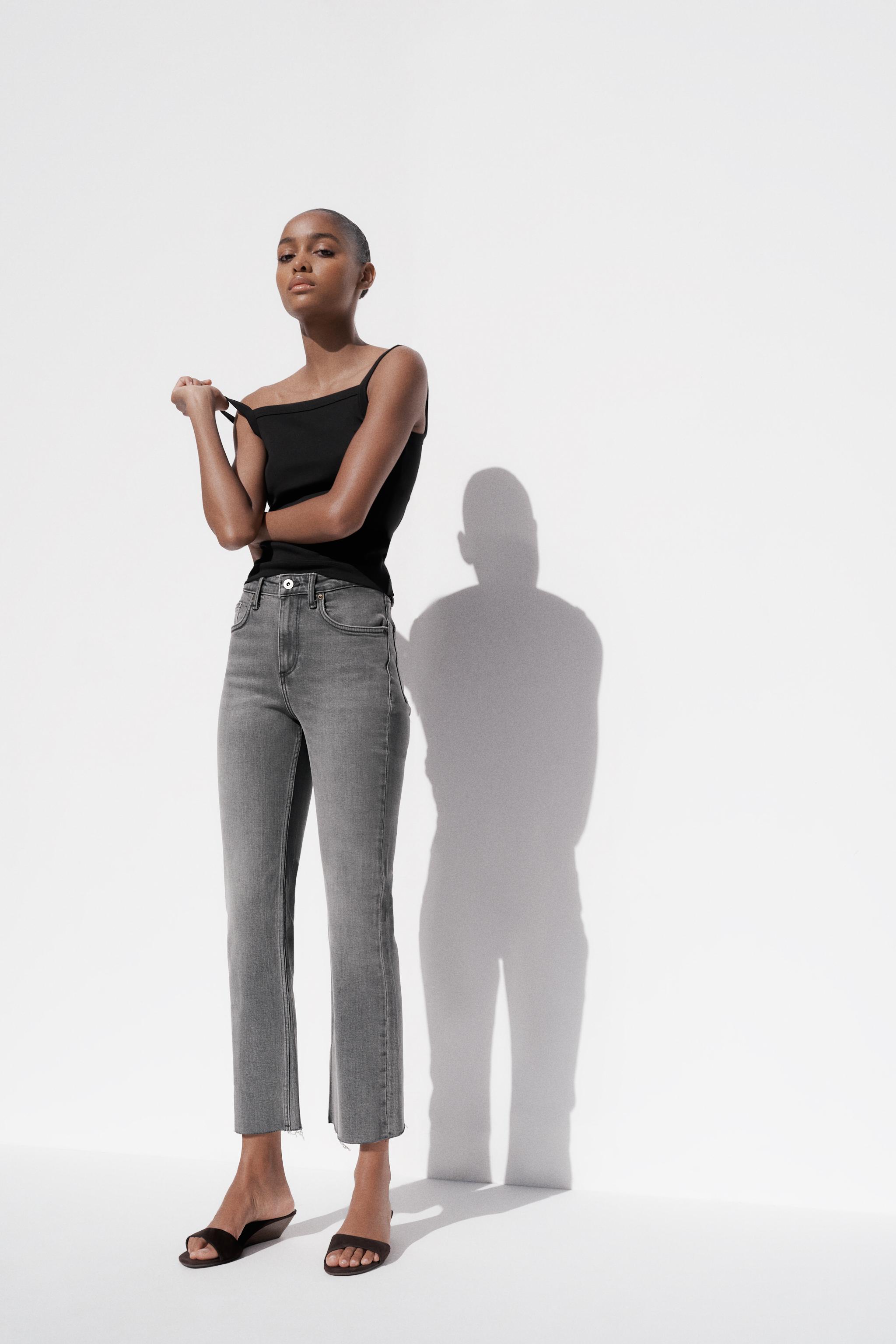TRF CROPPED FLARE ハイライズデニムパンツ - ブラック | ZARA