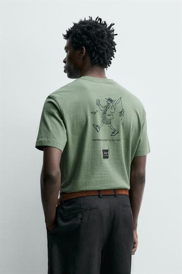 CONTRAST PRINT T-SHIRT - washed green by Zara - Image 2