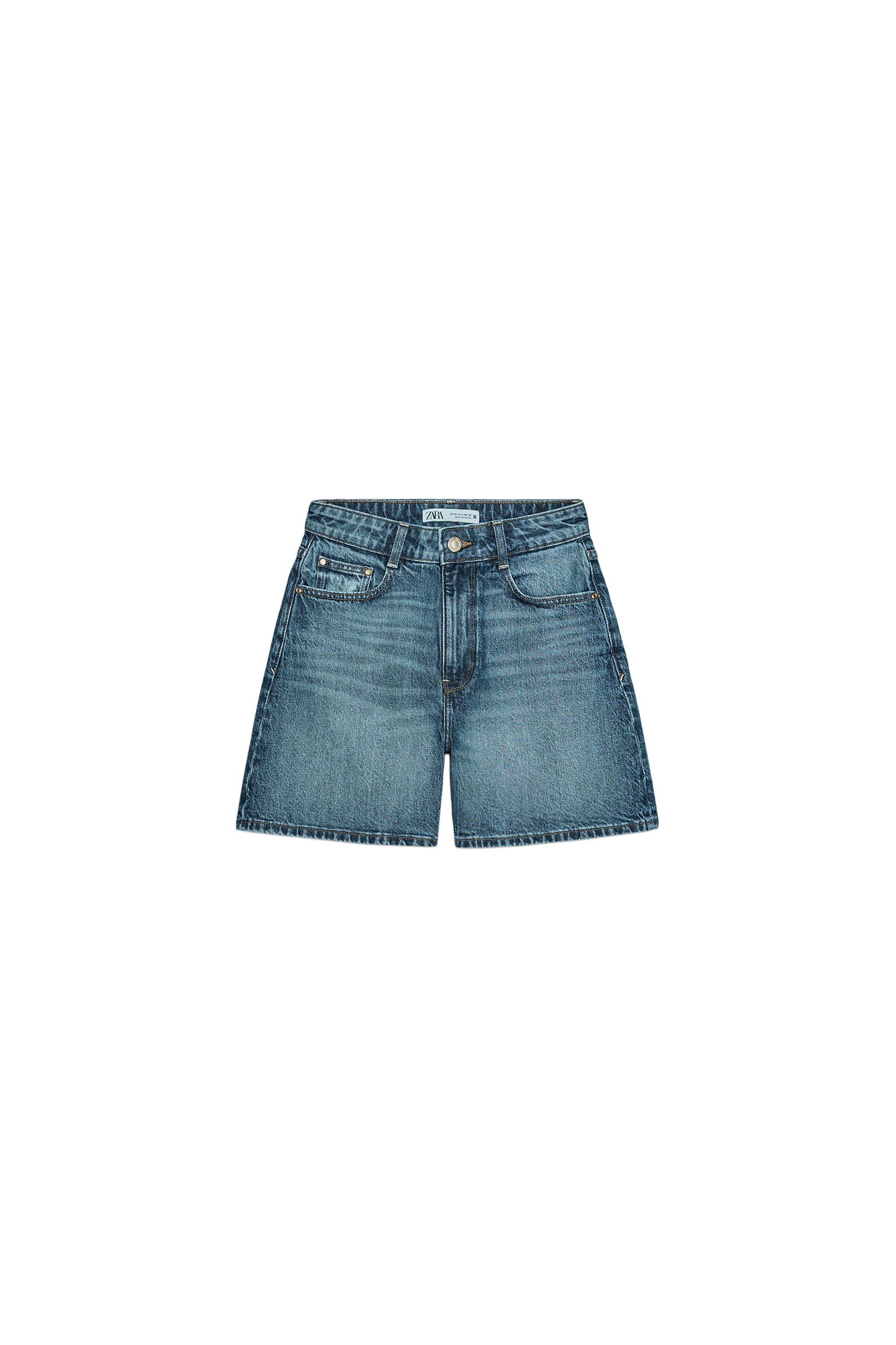 Salopette Courte En Jean Zara - Taille M, Bleu Délavé, Très Bon état Occasion - Parfait Pour Un Look Décontracté