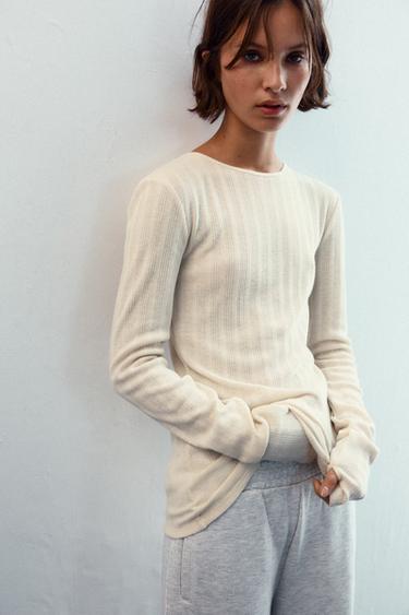 SOFT RIB T-SHIRT - Ecru by Zara