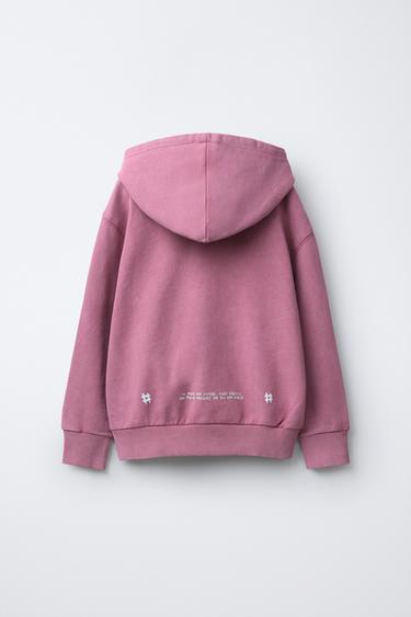 SWEAT À CAPUCHE ET INSCRIPTION - Rose / Blanc de Zara - Image 1