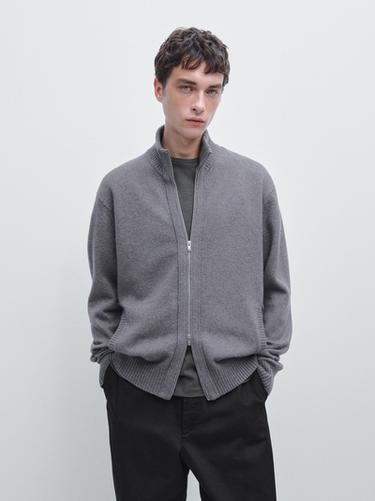 Zara Wool blend cardigan with zip detail - Anthracite grey