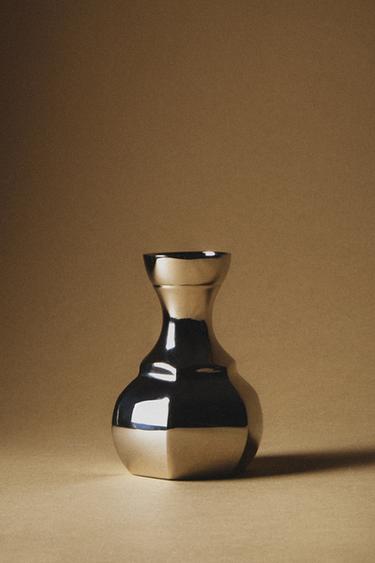 KLEINE GEOMETRISCHE MESSINGVASE - Silber von Zara