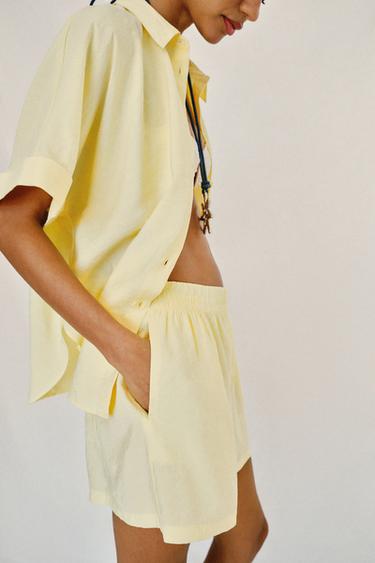 SHORT SLEEVE FLOWING SHIRT - Yellow by Zara - Image 3