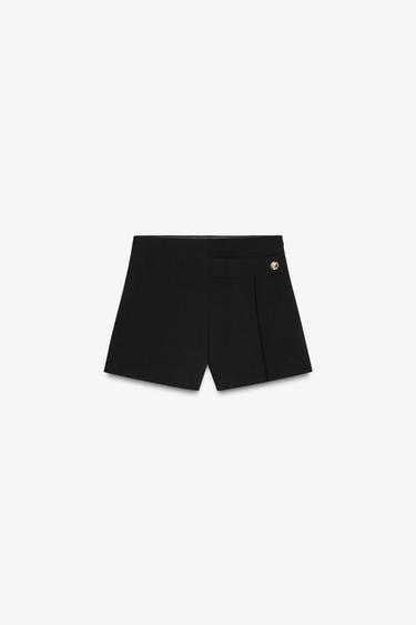 Zara ZW COLLECTION BELT LOOP SHORTS - Black