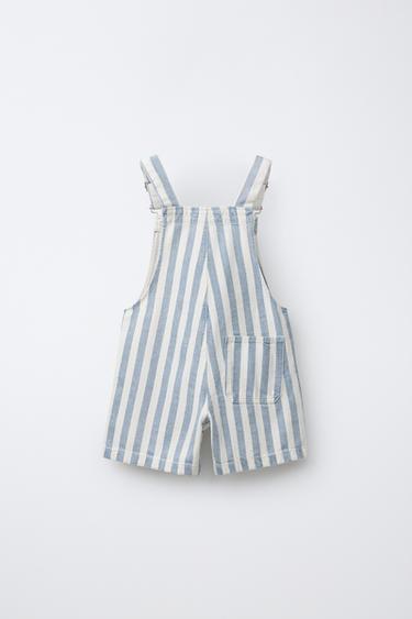 SALOPETTE COURTE EN SERGÉ À RAYURES - Bleu de Zara - Image 1