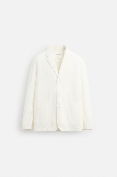 COTTON RELAXED FIT BLAZER - Oyster-white by Zara - Image 6