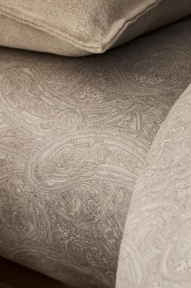 PAISLEY SATEEN FLAT SHEET - Light grey by Zara - Image 4